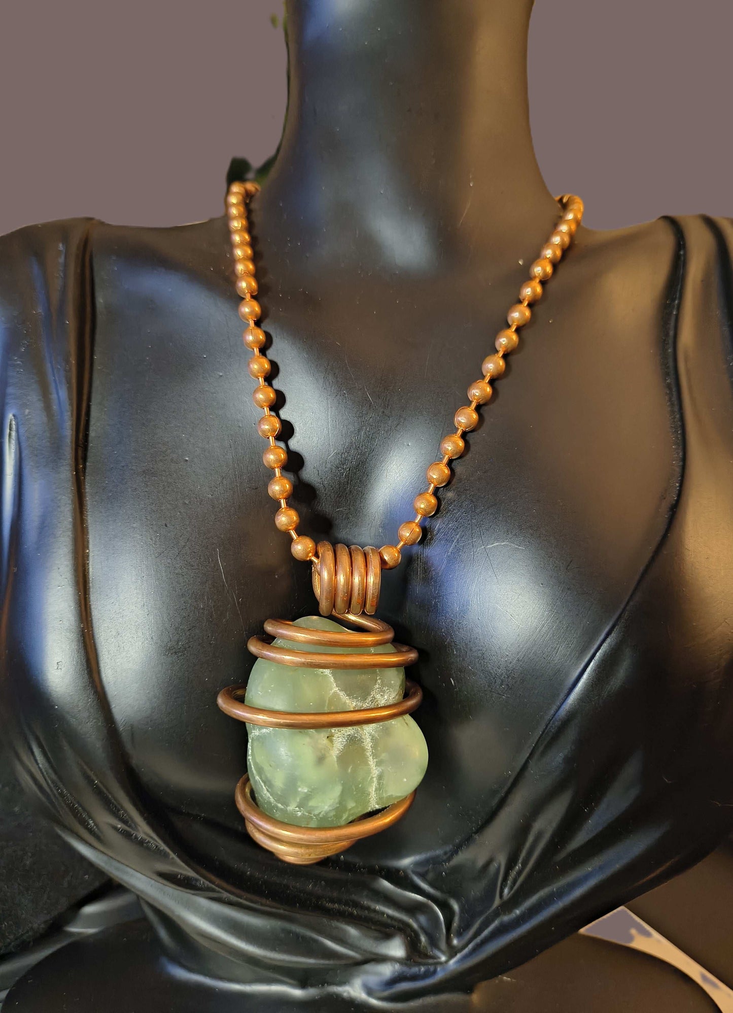 Raw Prehnite Cluster Necklace
