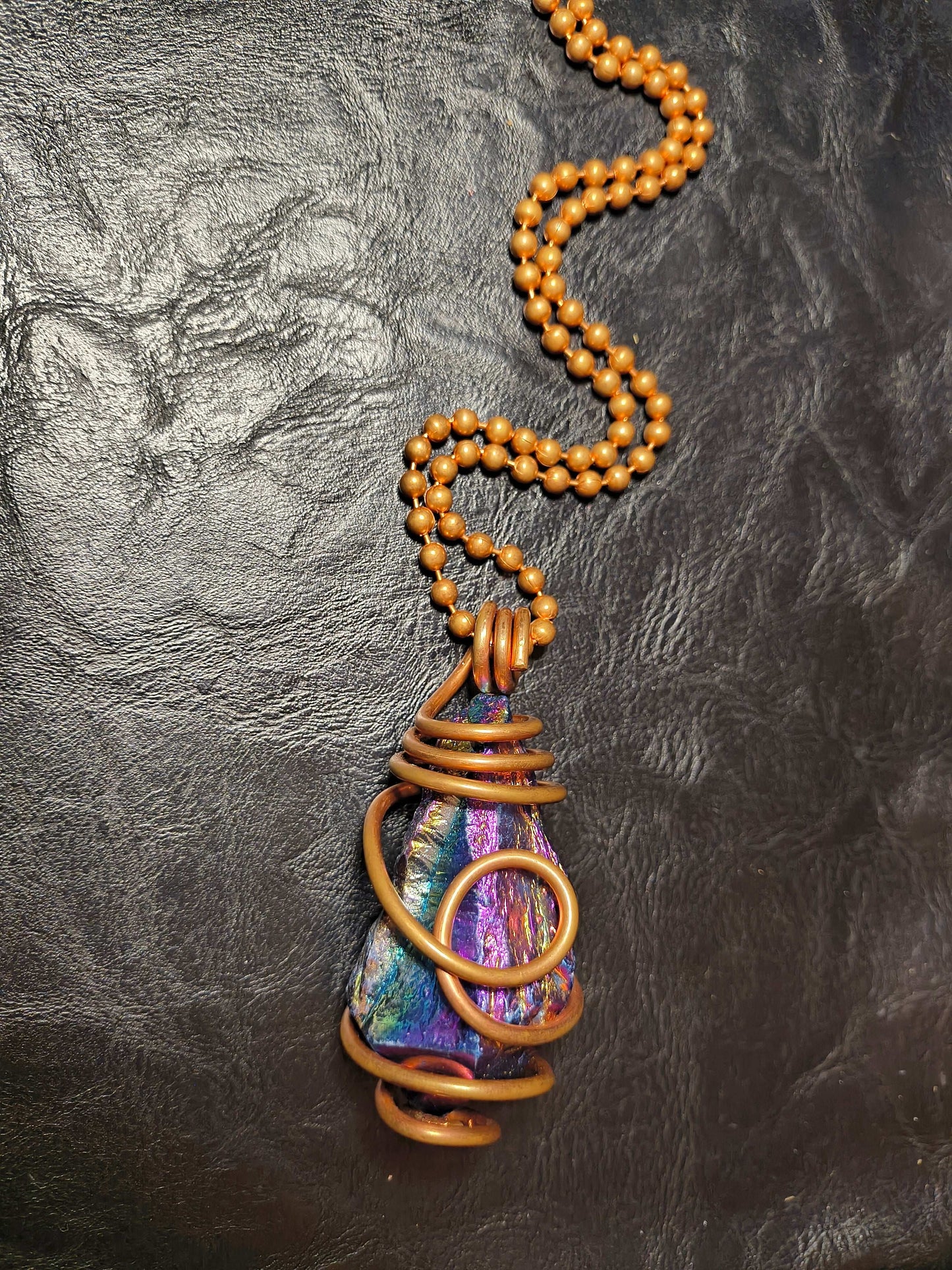 Large Rainbow Titanium Quartz Necklace