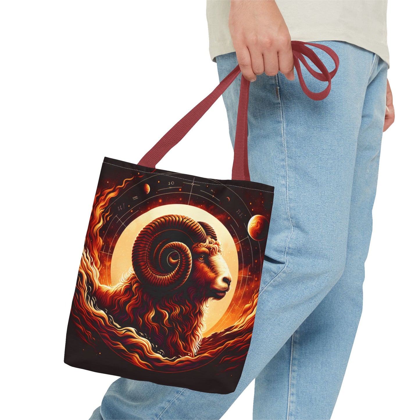 Cosmic Aries Tote Bag - Zodiac Astrology Design for Everyday Use