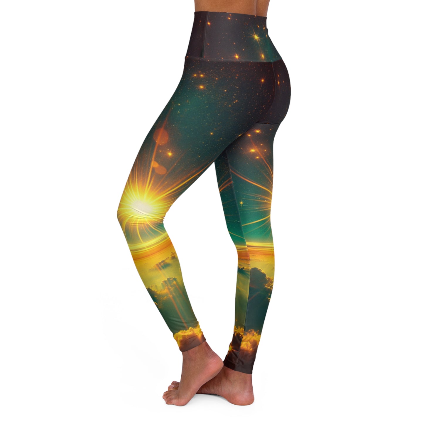 Sunrise Pattern High Waisted Yoga Leggings, Activewear, Fitness, Gift for Yogis, Summer Style, Workout Leggings