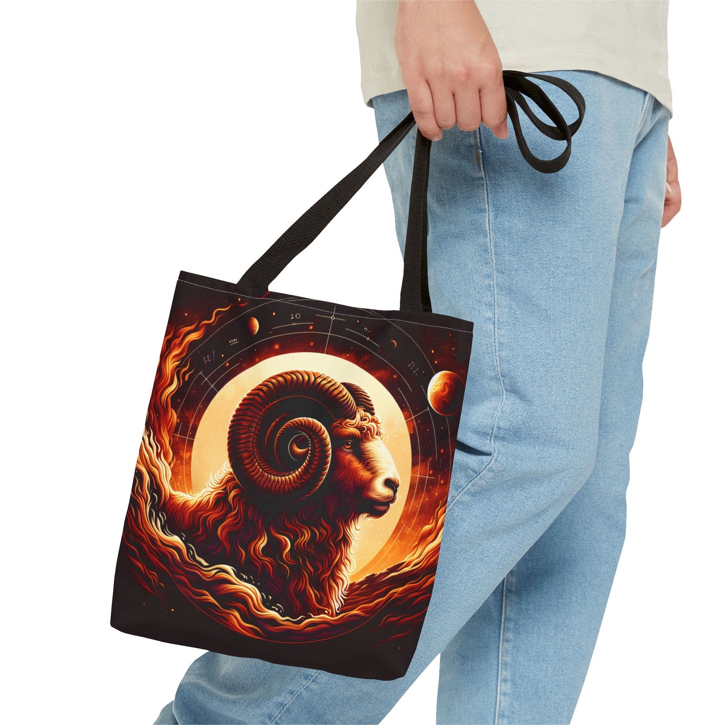 Cosmic Aries Tote Bag - Zodiac Astrology Design for Everyday Use