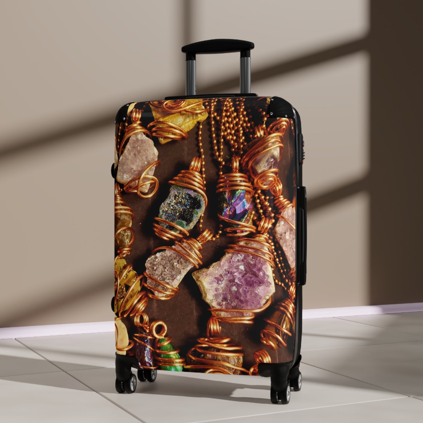 Travel Style Suitcase with Gemstone Design