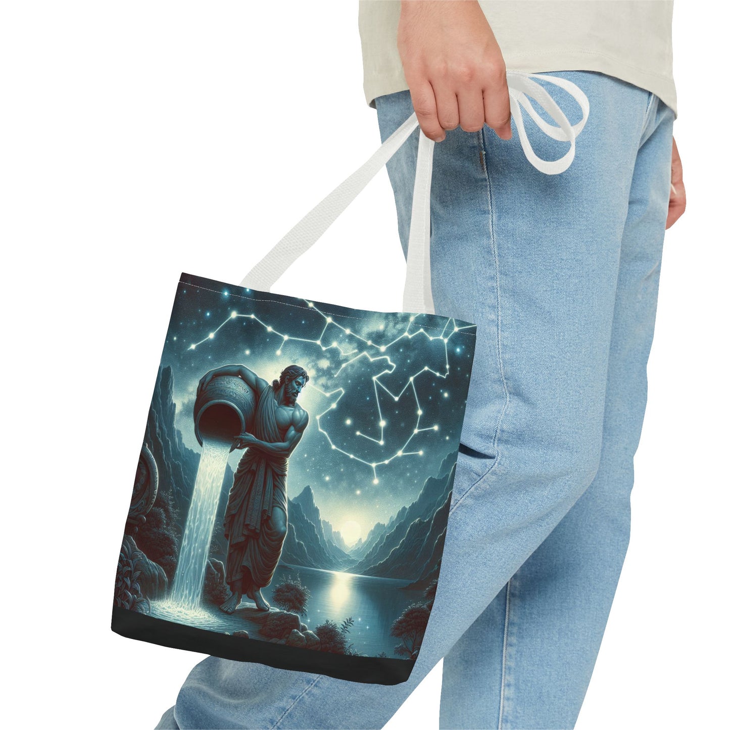 Celestial Aquarius Tote Bag - Ethereal Cosmic Design for Spiritual Travelers