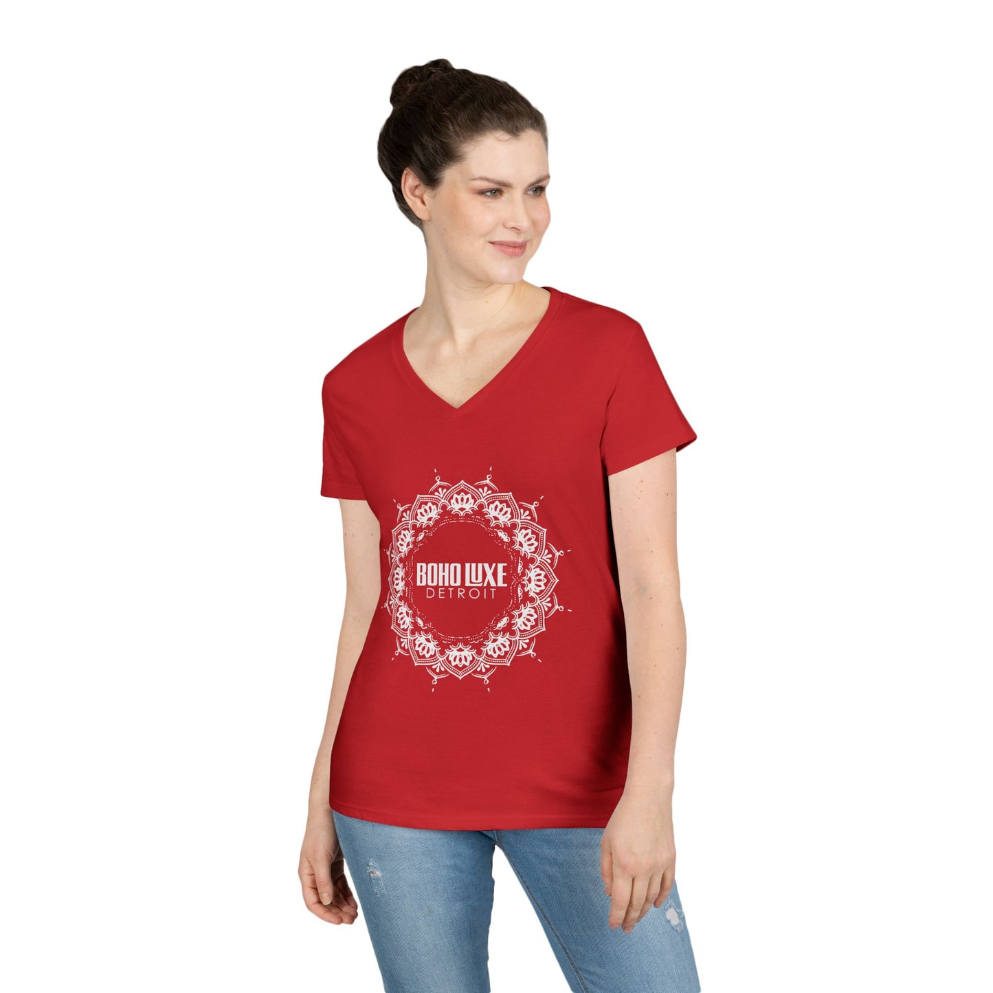 Boho Luxe Detroit Ladies' V-Neck T-Shirt - Stylish and Comfortable Fashion Top