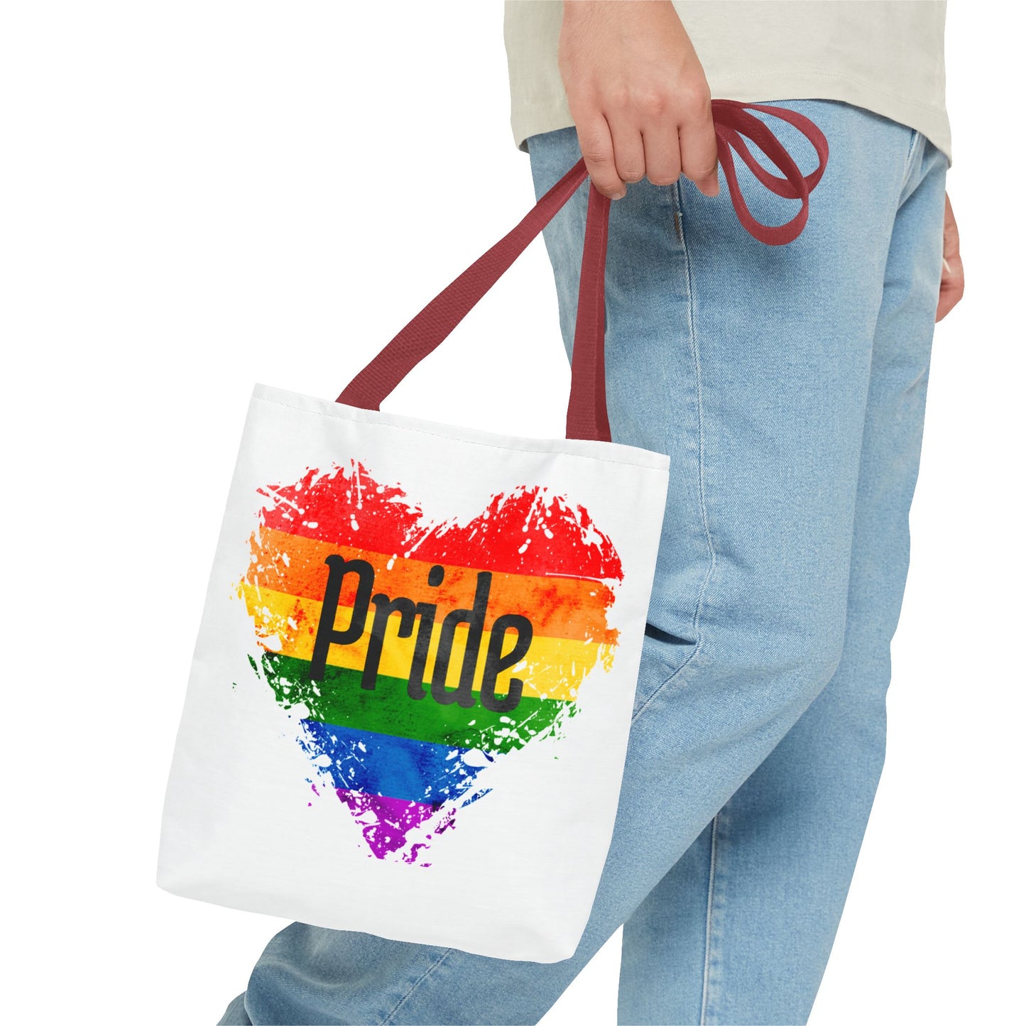 Pride Heart Tote Bag - Colorful AOP Carryall for LGBTQ+ Celebrations, Festival Gear, Everyday Use, Gift for Allies, Eco-Friendly Bag
