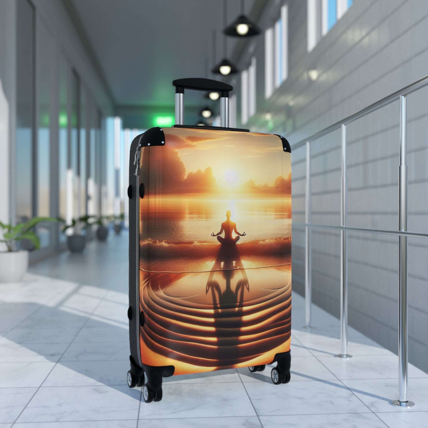 Serene Sunset Meditation Suitcase - Travel Luggage, Yoga Travel Bag, Inspirational Wall Art, Relaxation Gift, Mindfulness Accessory