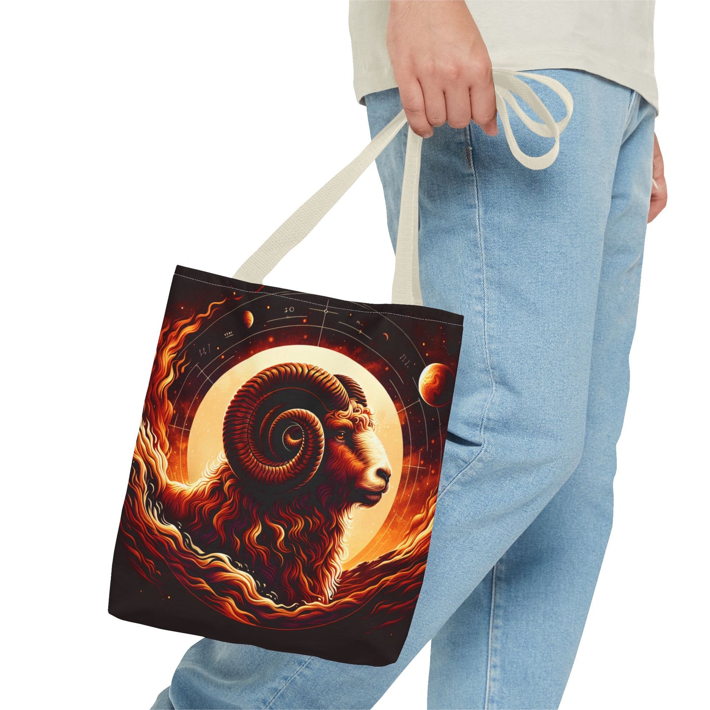 Cosmic Aries Tote Bag - Zodiac Astrology Design for Everyday Use