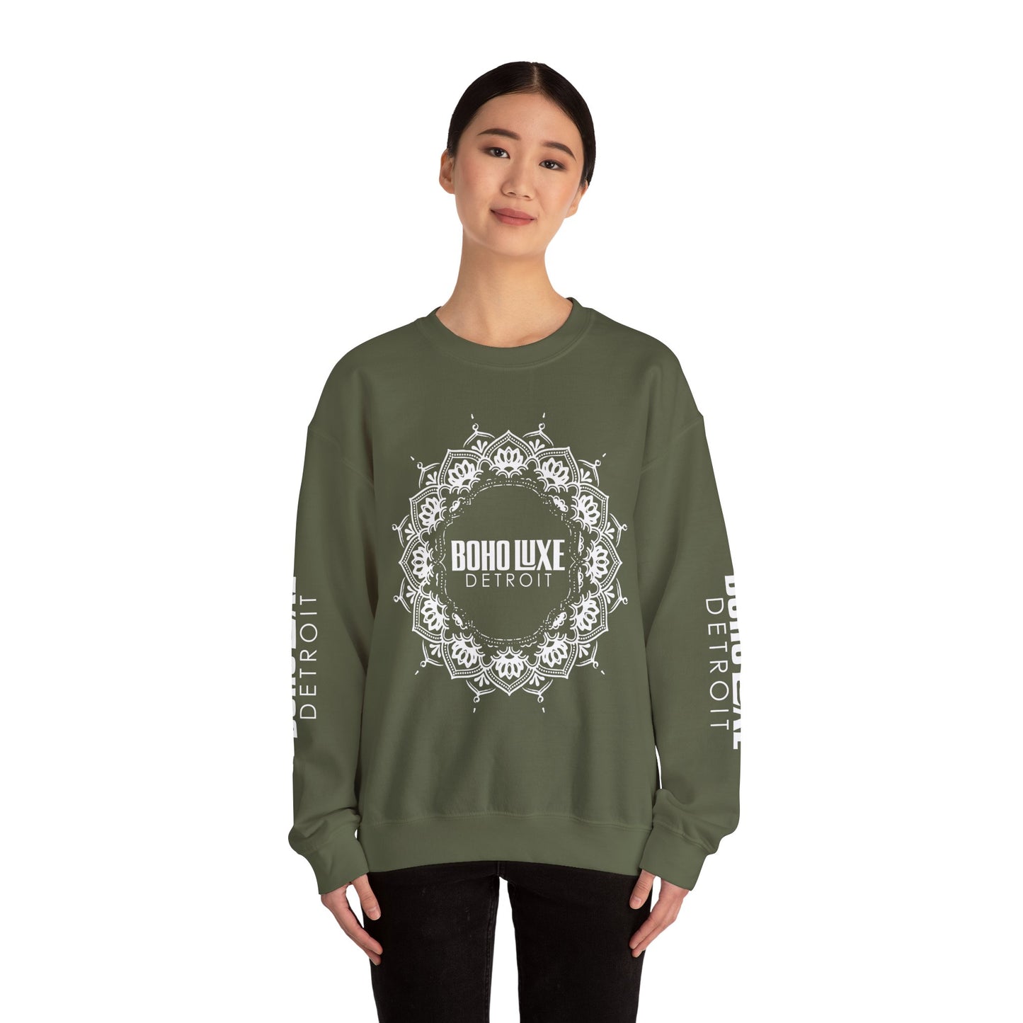 Boho Luxe Detroit Crewneck Sweatshirt - Unisex Heavy Blend™ - Stylish Comfort for Everyday Wear