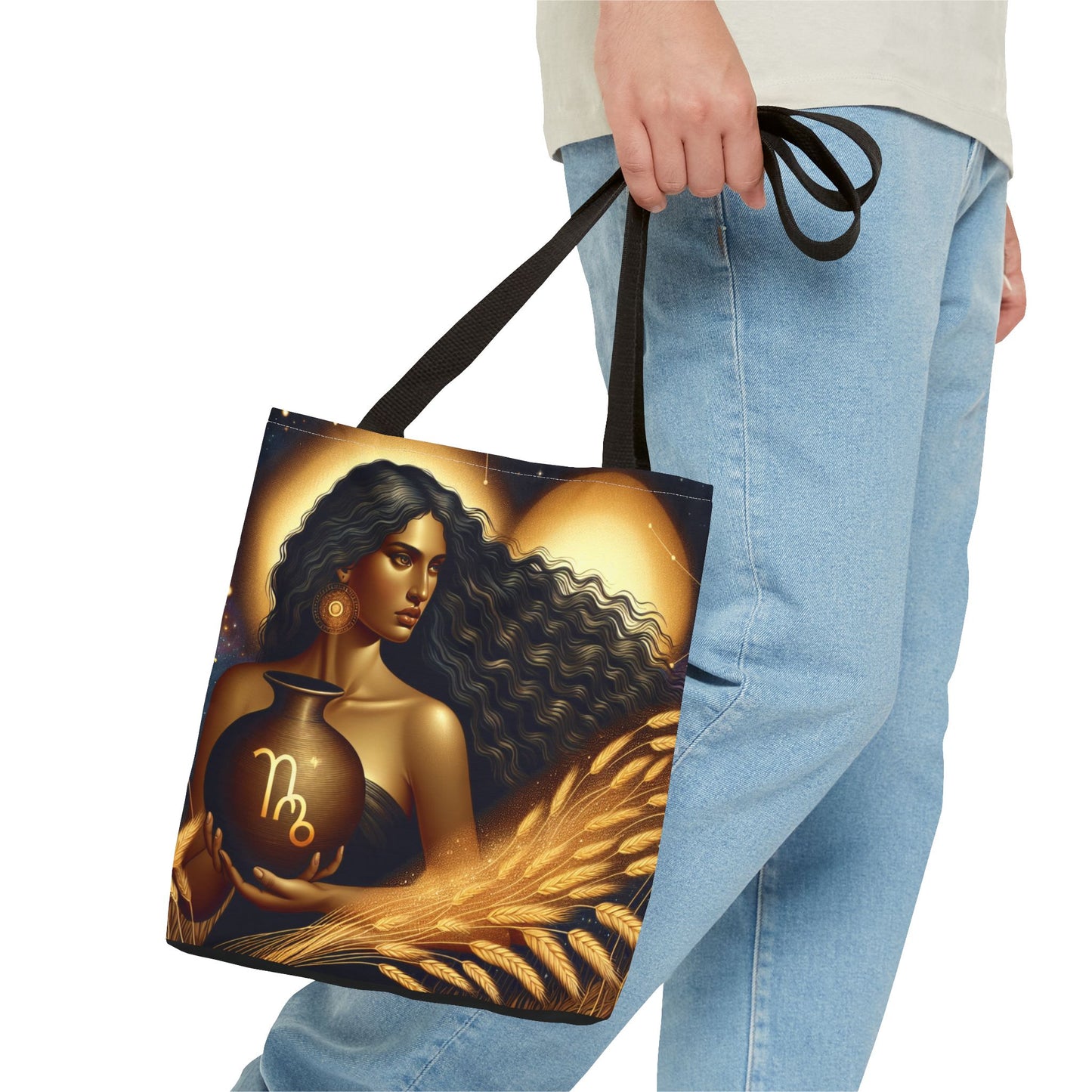 Astrology Tote Bag - Zodiac Virgo Design with Elegant Goddess Illustration