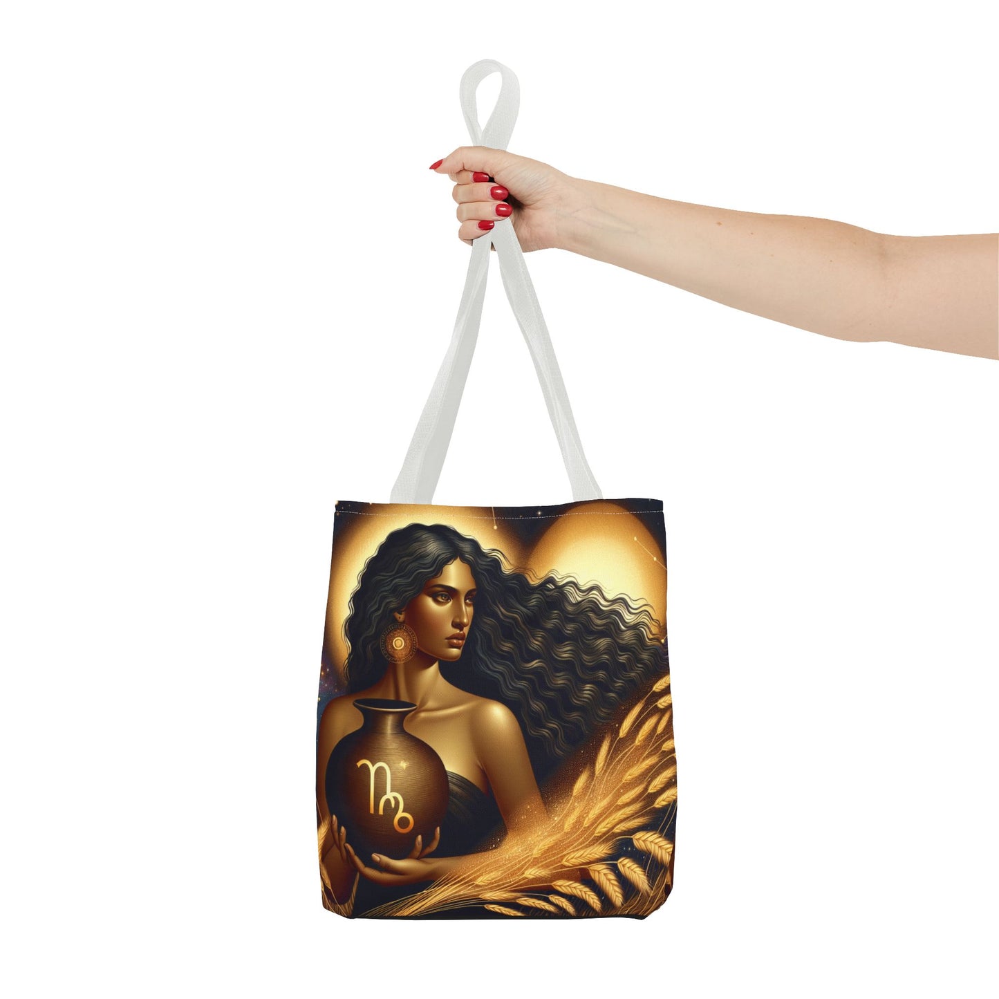 Astrology Tote Bag - Zodiac Virgo Design with Elegant Goddess Illustration