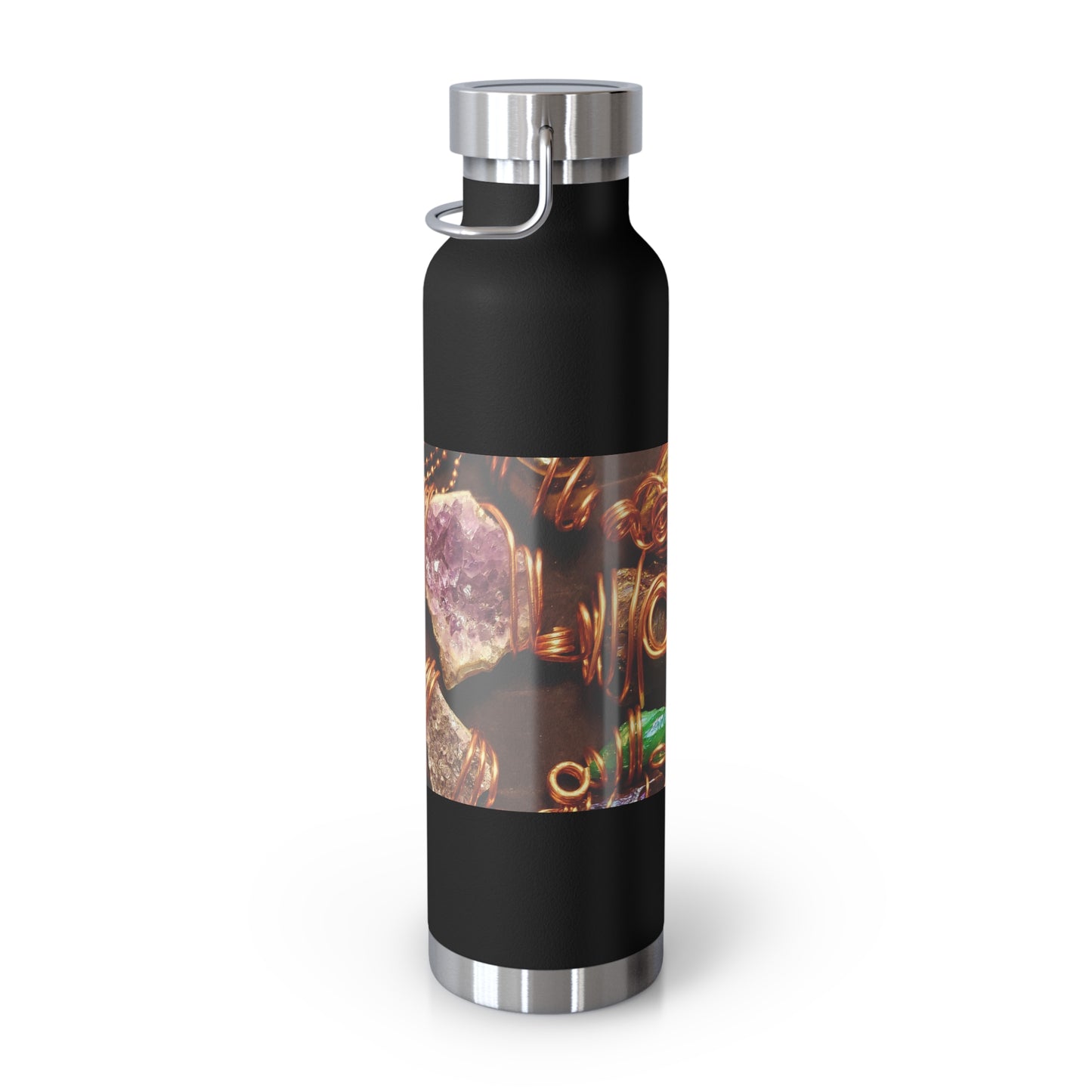 Stylish Copper Vacuum Insulated Water Bottle - 22oz, Gemstone Design