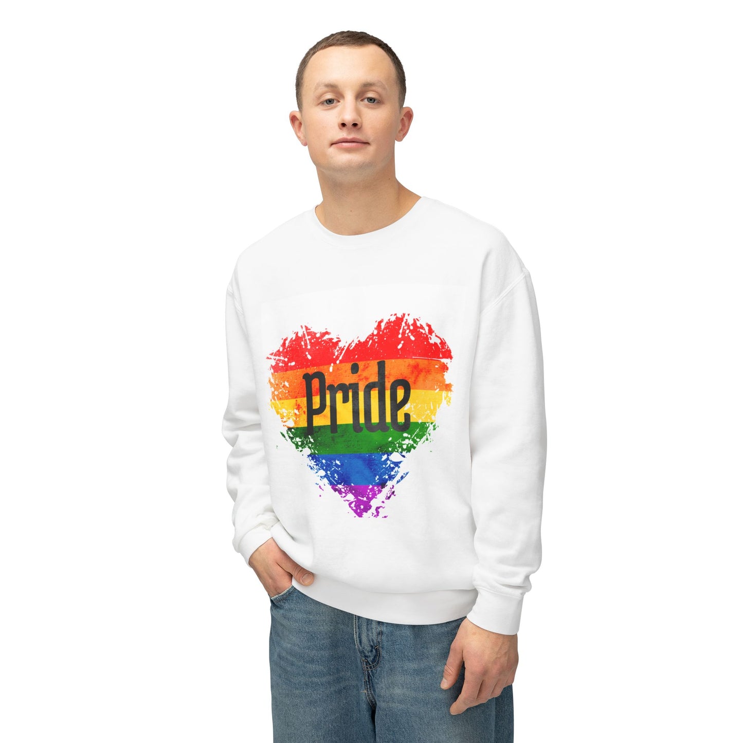 Pride Heart Sweatshirt, Unisex Crewneck, LGBTQ+ Apparel, Pride Month Gift, Rainbow Sweatshirt, Casual Everyday Wear