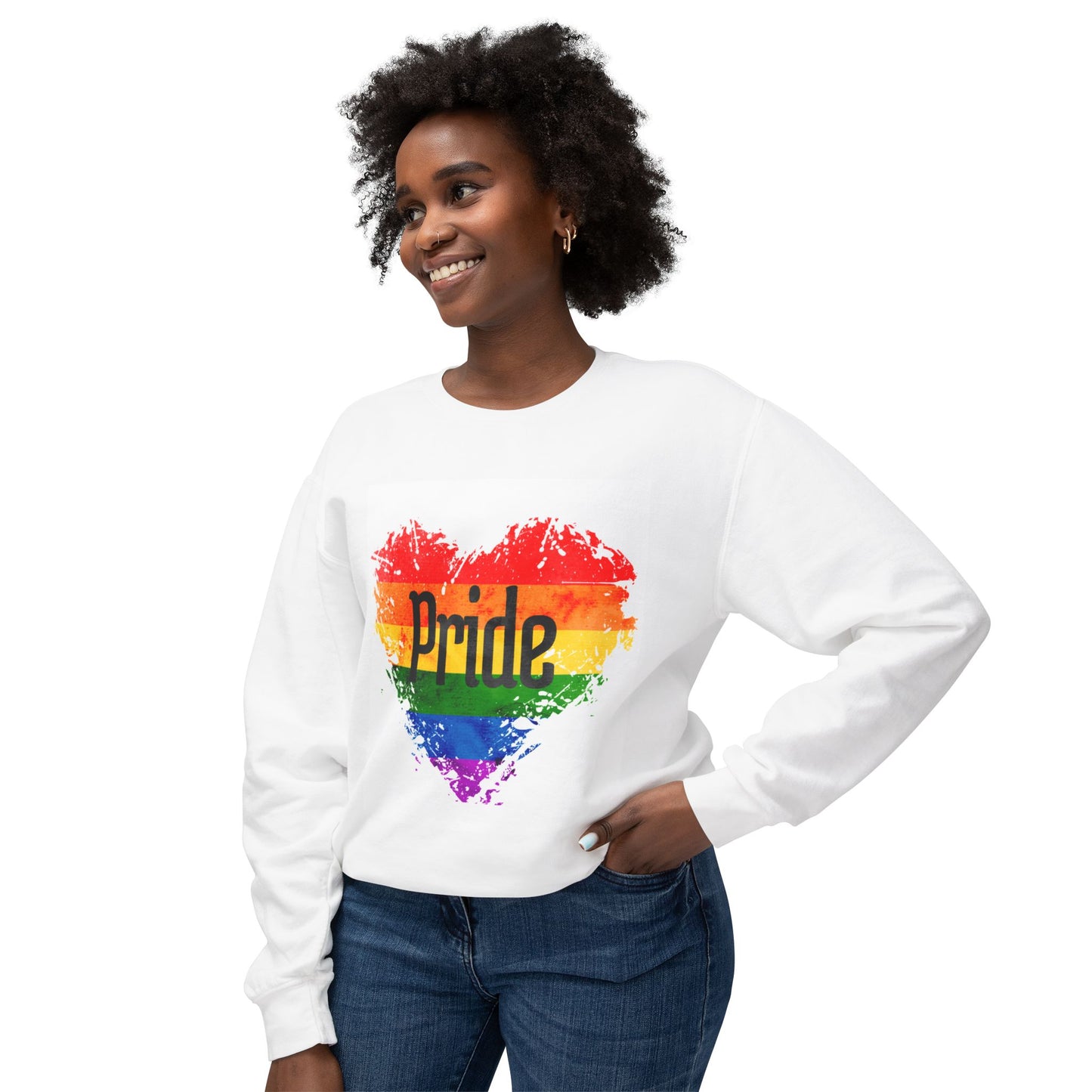 Pride Heart Sweatshirt, Unisex Crewneck, LGBTQ+ Apparel, Pride Month Gift, Rainbow Sweatshirt, Casual Everyday Wear