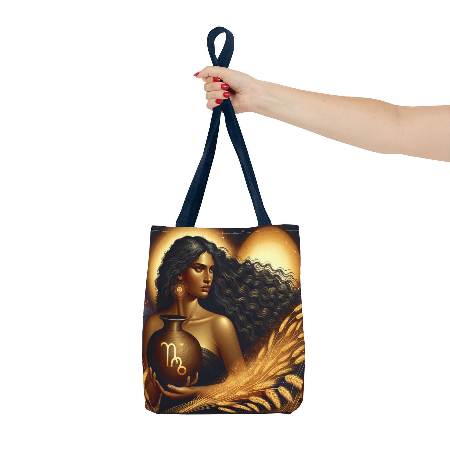 Astrology Tote Bag - Zodiac Virgo Design with Elegant Goddess Illustration
