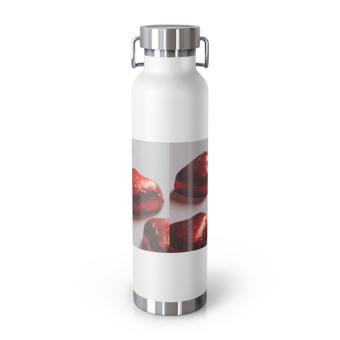Artistic Copper Vacuum Insulated Water Bottle - 22oz with Vibrant Red Design