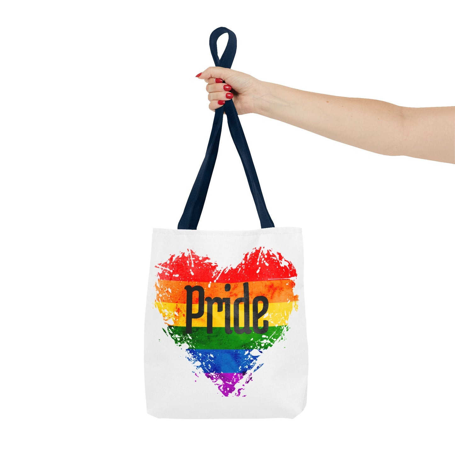 Pride Heart Tote Bag - Colorful AOP Carryall for LGBTQ+ Celebrations, Festival Gear, Everyday Use, Gift for Allies, Eco-Friendly Bag
