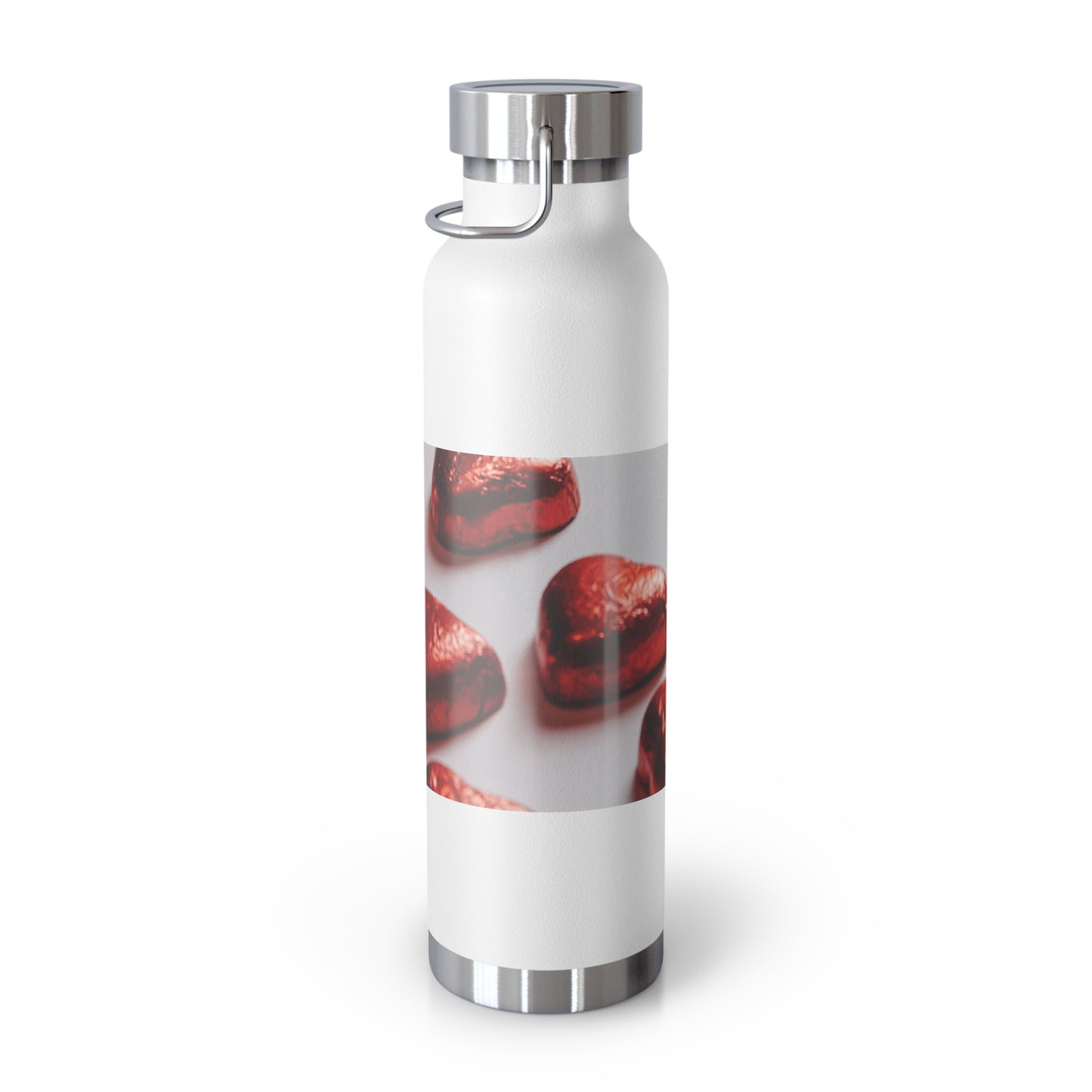 Artistic Copper Vacuum Insulated Water Bottle - 22oz with Vibrant Red Design