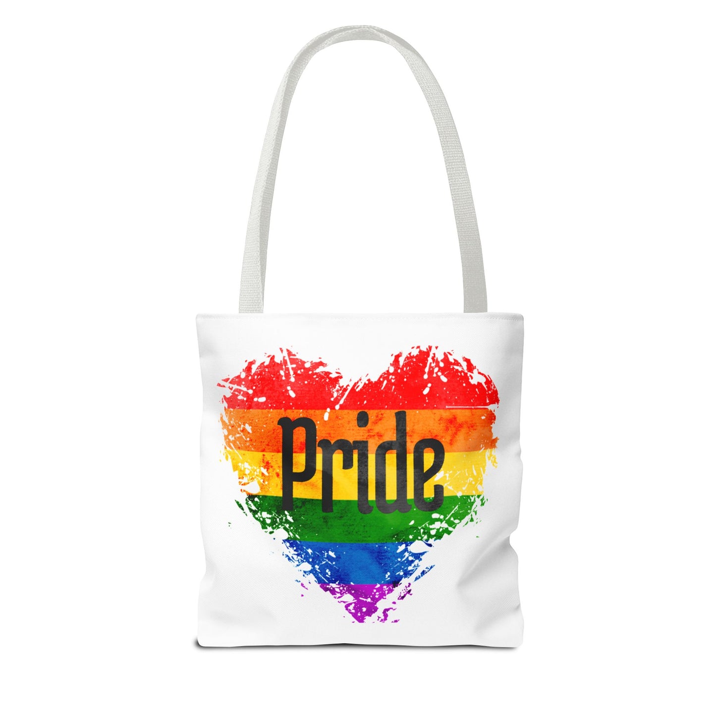 Pride Heart Tote Bag - Colorful AOP Carryall for LGBTQ+ Celebrations, Festival Gear, Everyday Use, Gift for Allies, Eco-Friendly Bag