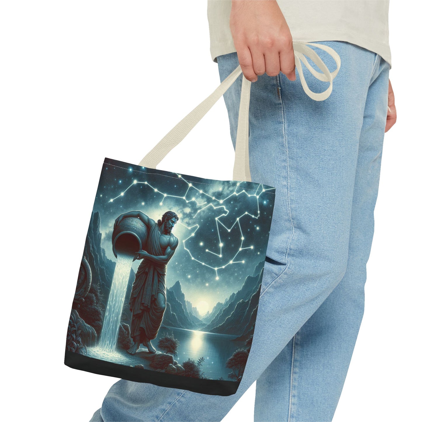 Celestial Aquarius Tote Bag - Ethereal Cosmic Design for Spiritual Travelers