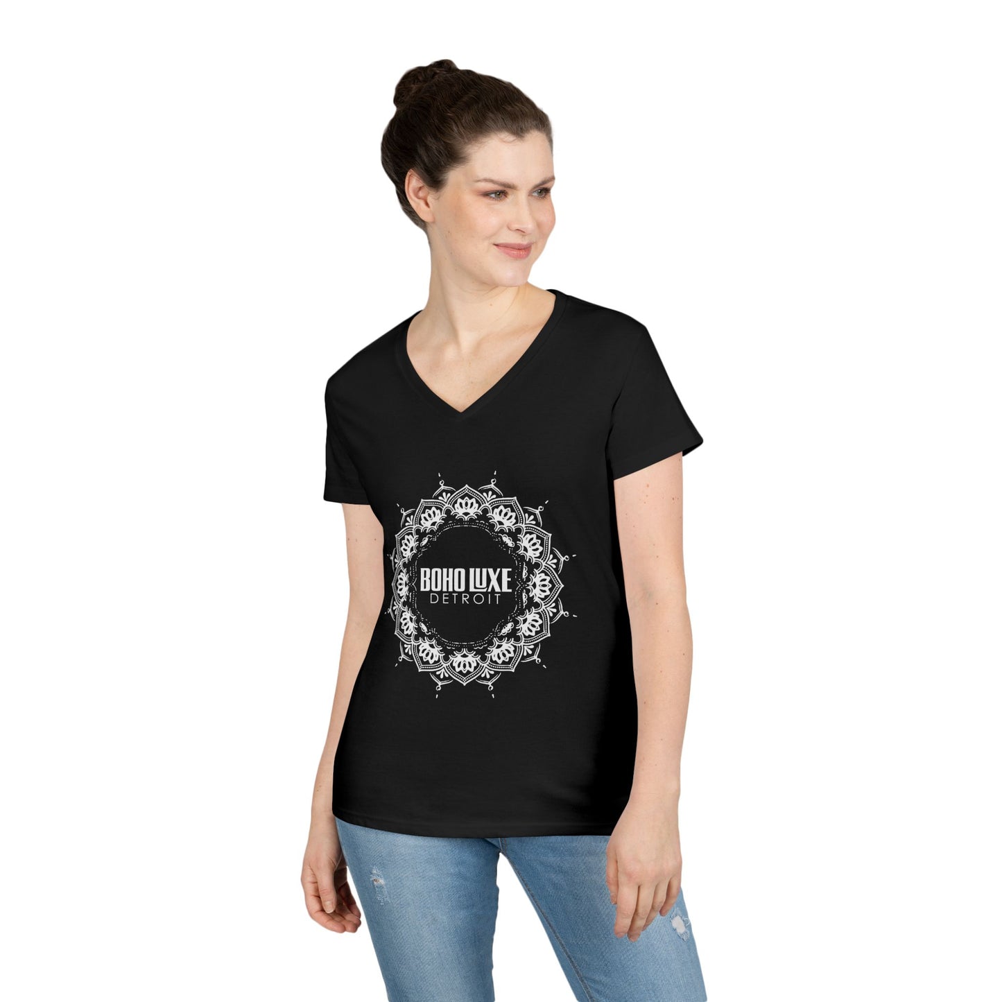 Boho Luxe Detroit Ladies' V-Neck T-Shirt - Stylish and Comfortable Fashion Top