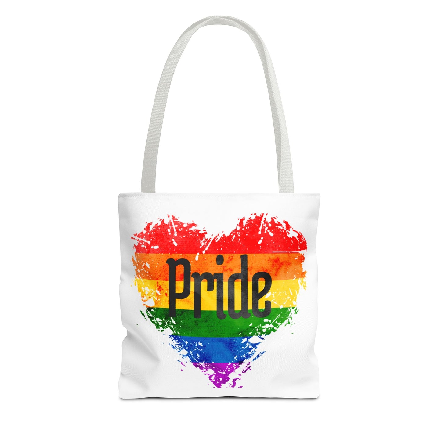 Pride Heart Tote Bag - Colorful AOP Carryall for LGBTQ+ Celebrations, Festival Gear, Everyday Use, Gift for Allies, Eco-Friendly Bag