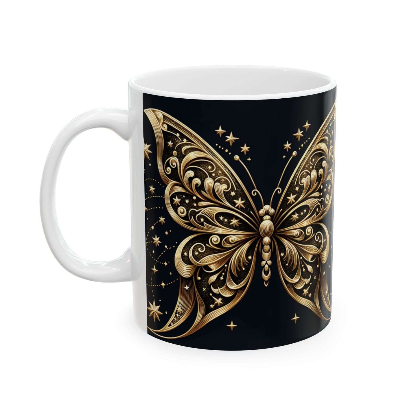 Elegant Gold Starburst Ceramic Mug - 11oz