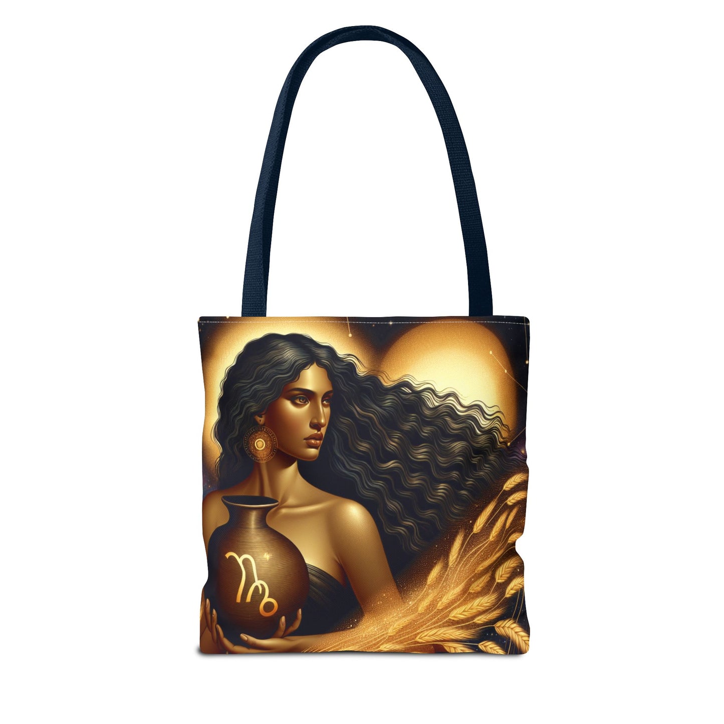 Astrology Tote Bag - Zodiac Virgo Design with Elegant Goddess Illustration