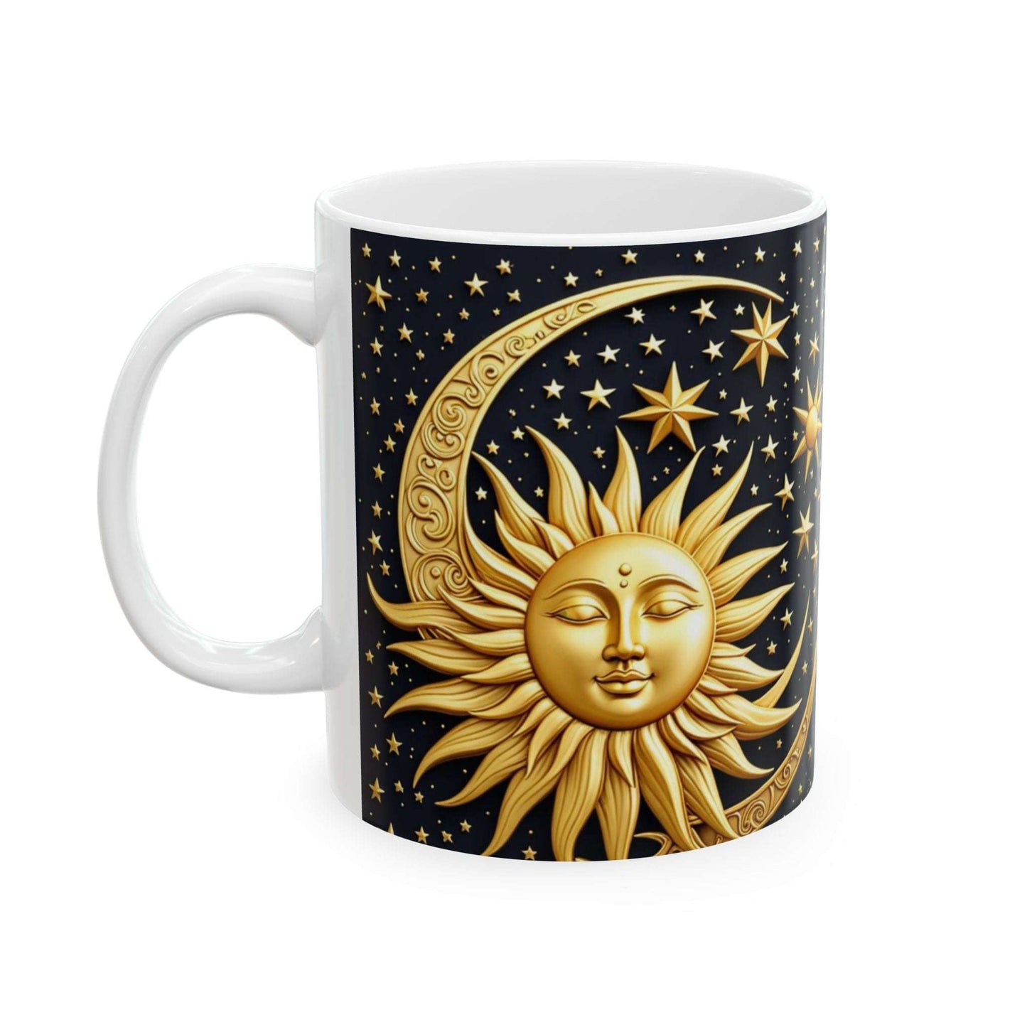 Celestial Sun and Moon Ceramic Mug - 11oz - Cosmic Drinkware for Astrology Lovers