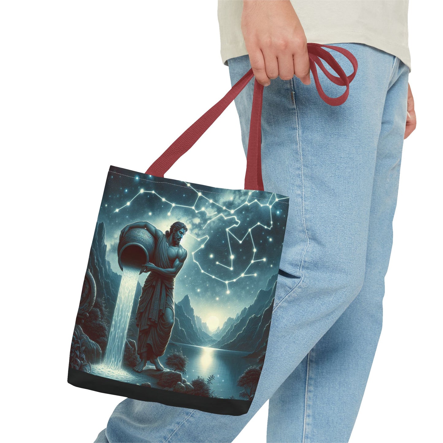 Celestial Aquarius Tote Bag - Ethereal Cosmic Design for Spiritual Travelers