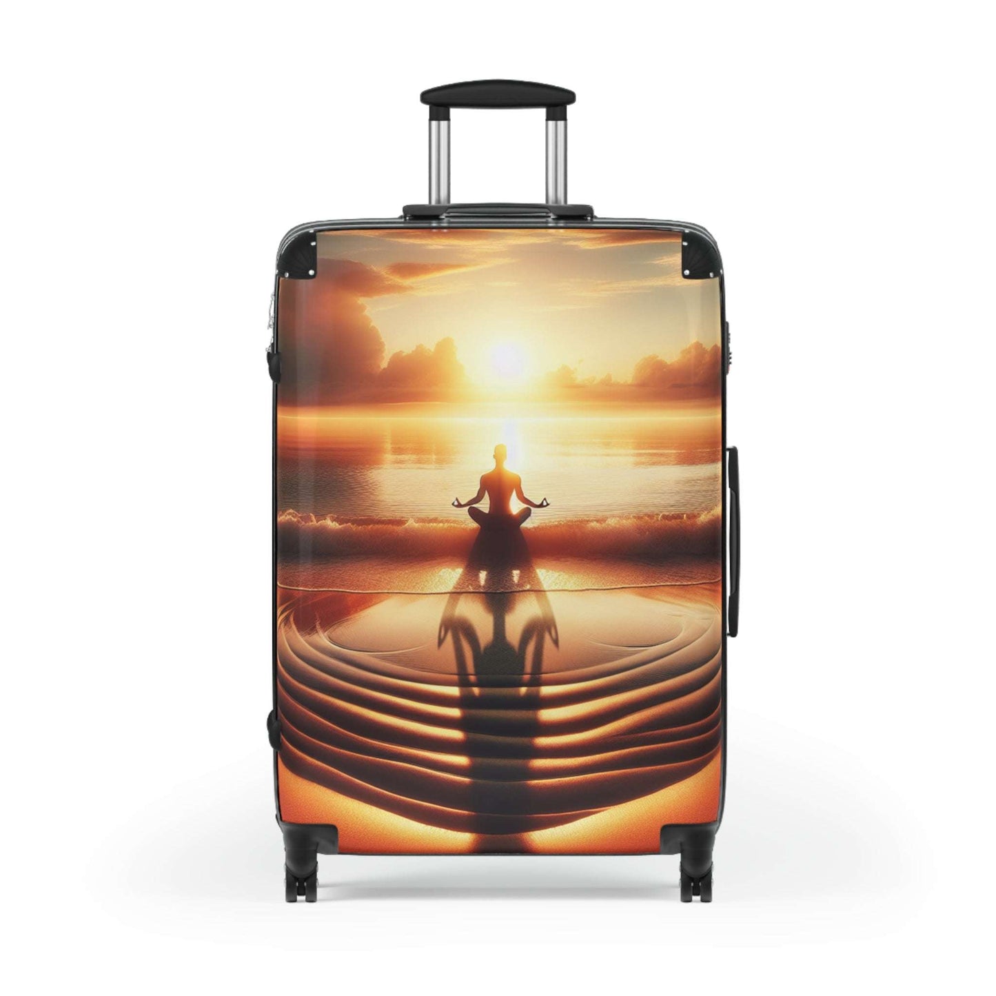 Serene Sunset Meditation Suitcase - Travel Luggage, Yoga Travel Bag, Inspirational Wall Art, Relaxation Gift, Mindfulness Accessory