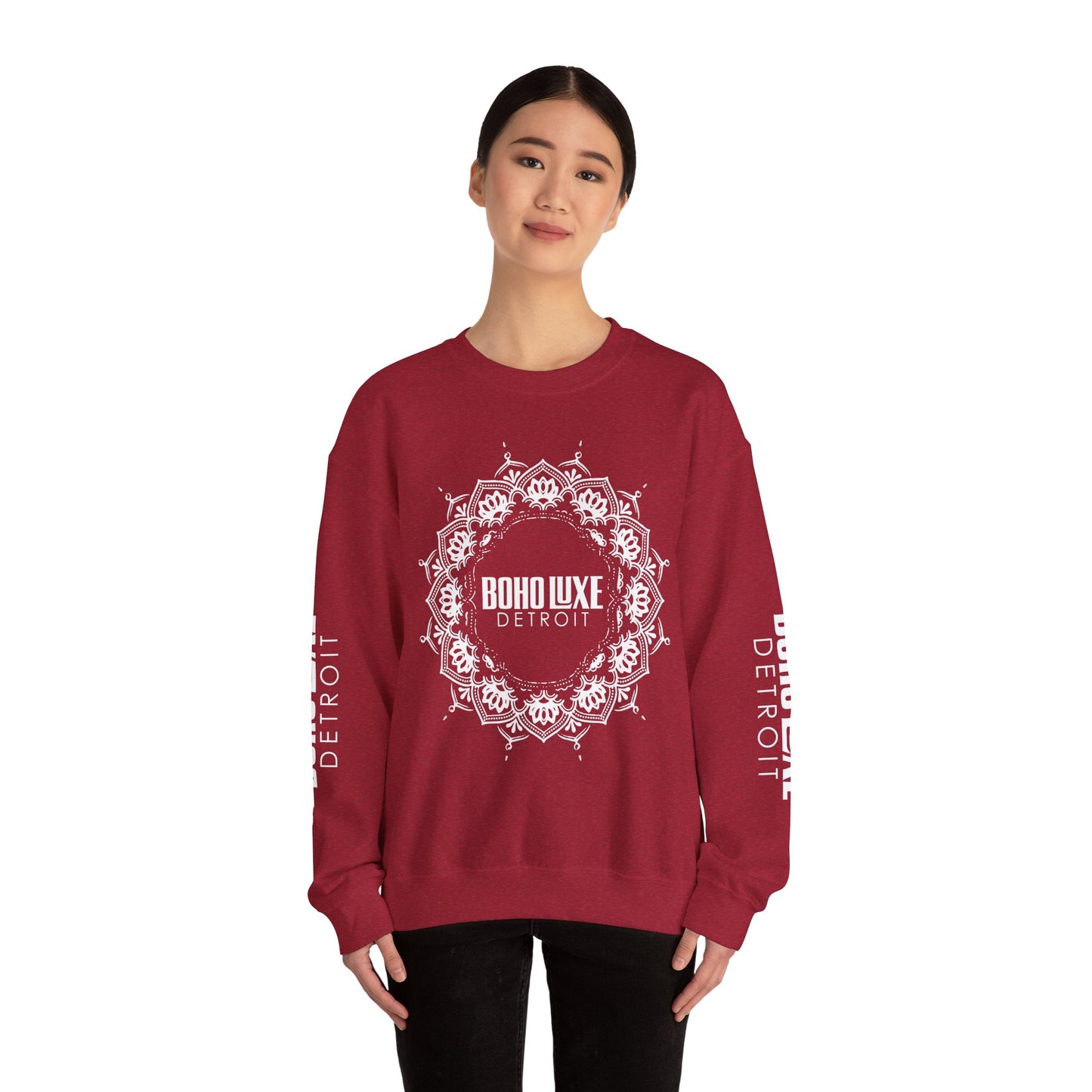 Boho Luxe Detroit Crewneck Sweatshirt - Unisex Heavy Blend™ - Stylish Comfort for Everyday Wear
