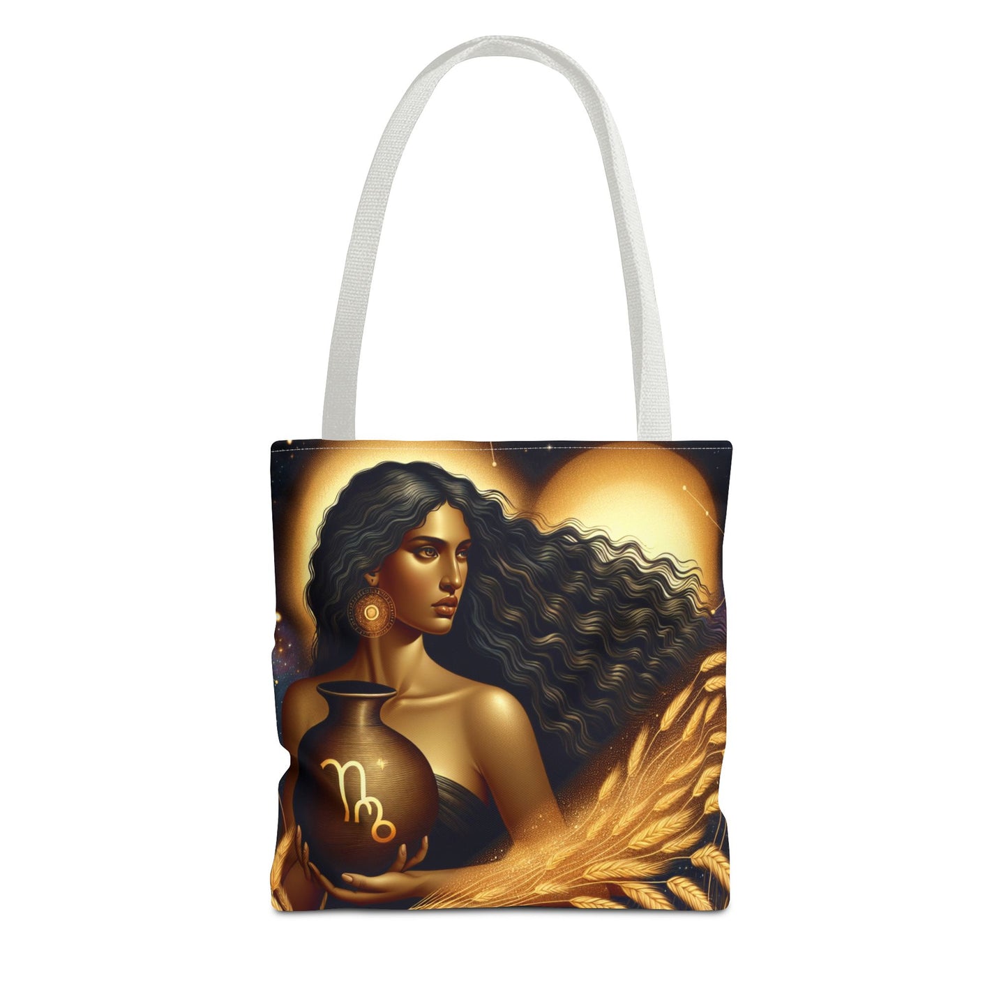 Astrology Tote Bag - Zodiac Virgo Design with Elegant Goddess Illustration