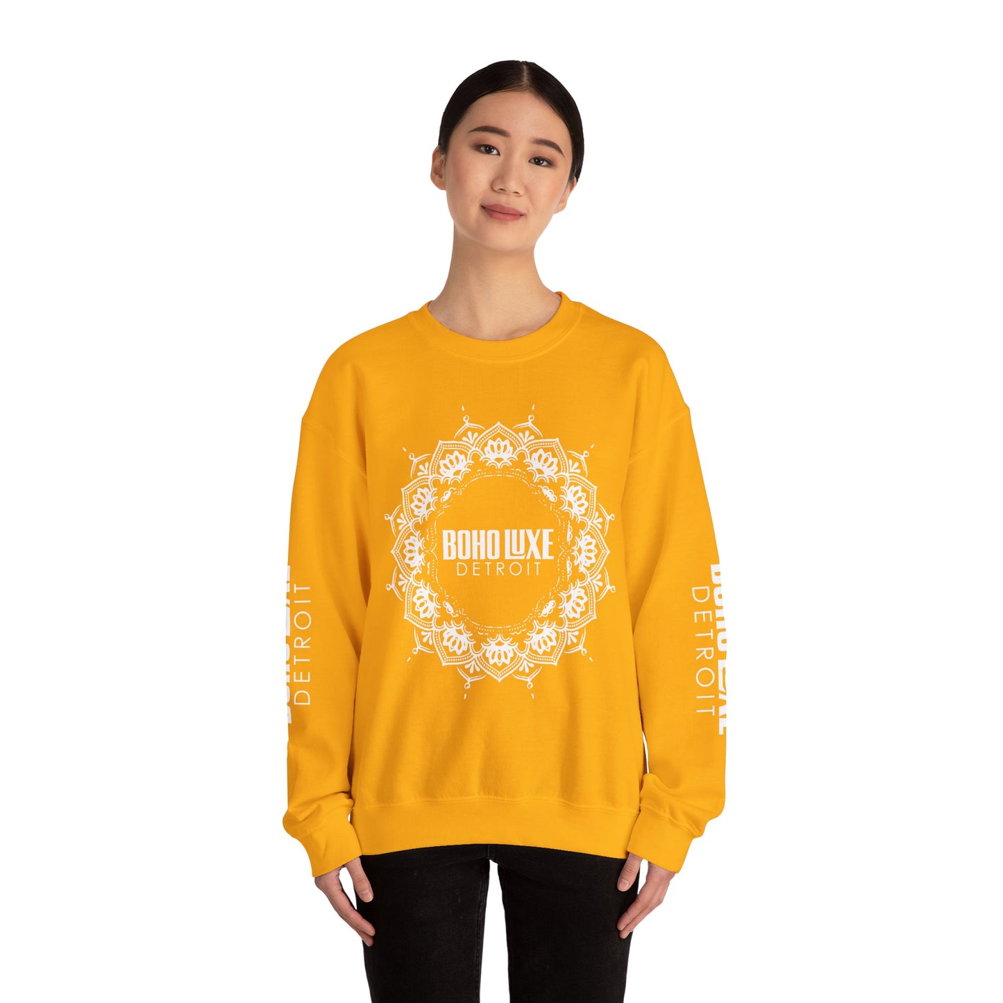 Boho Luxe Detroit Crewneck Sweatshirt - Unisex Heavy Blend™ - Stylish Comfort for Everyday Wear