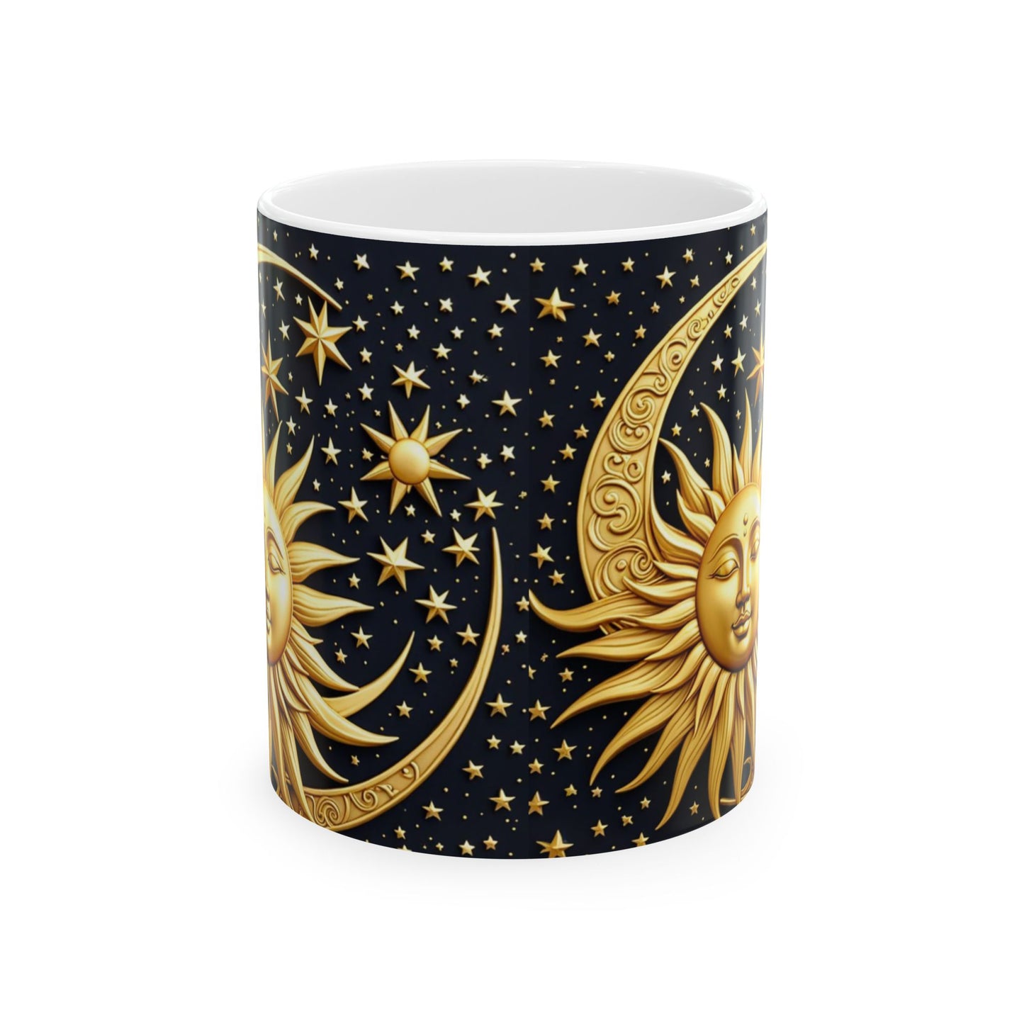 Celestial Sun and Moon Ceramic Mug - 11oz - Cosmic Drinkware for Astrology Lovers