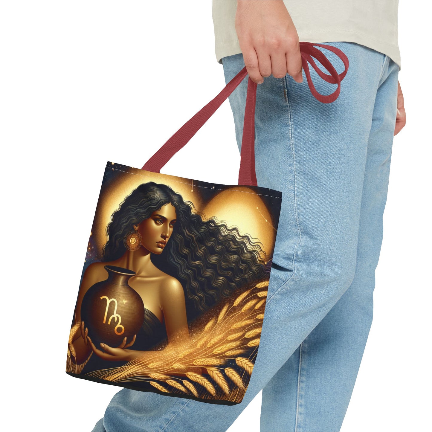 Astrology Tote Bag - Zodiac Virgo Design with Elegant Goddess Illustration
