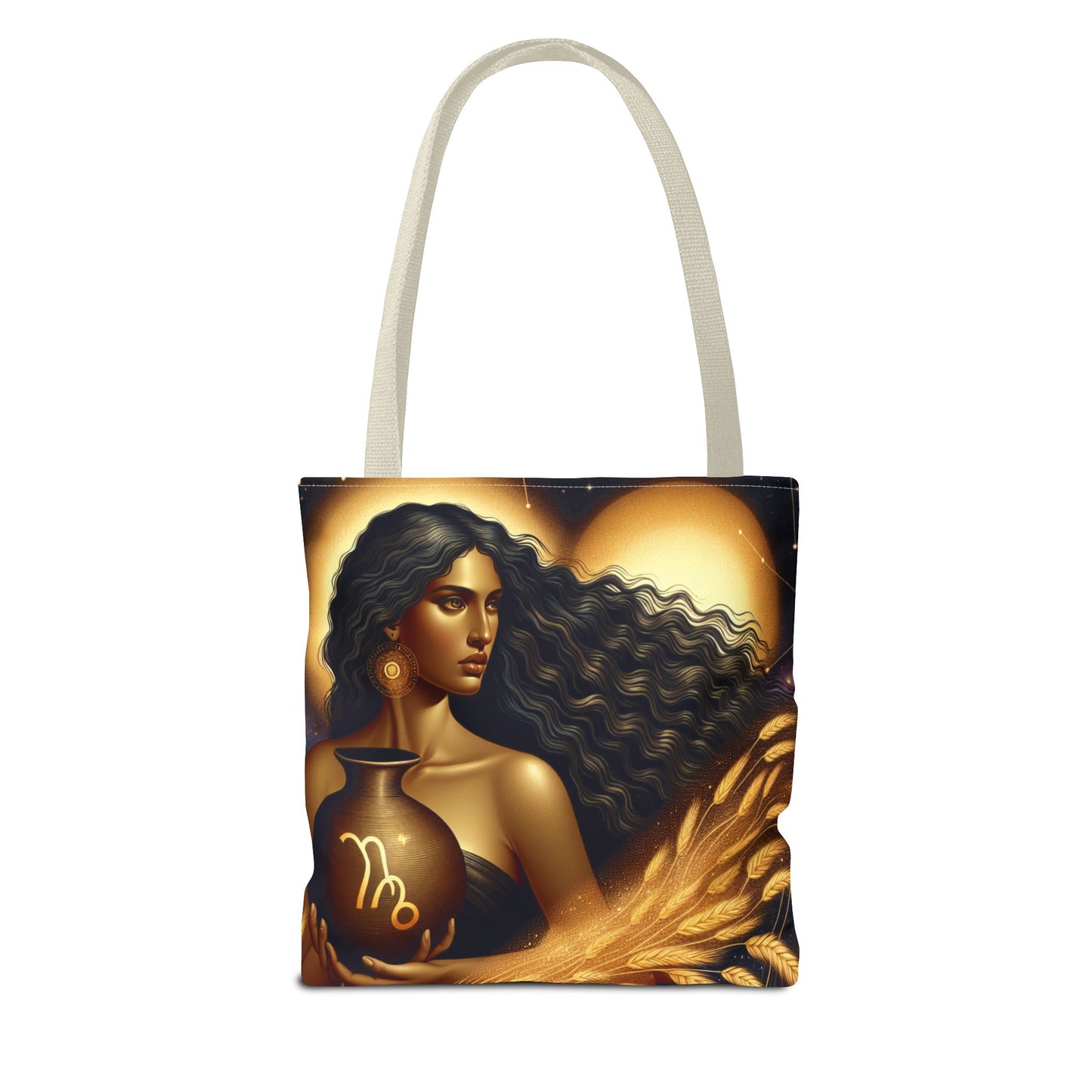 Astrology Tote Bag - Zodiac Virgo Design with Elegant Goddess Illustration