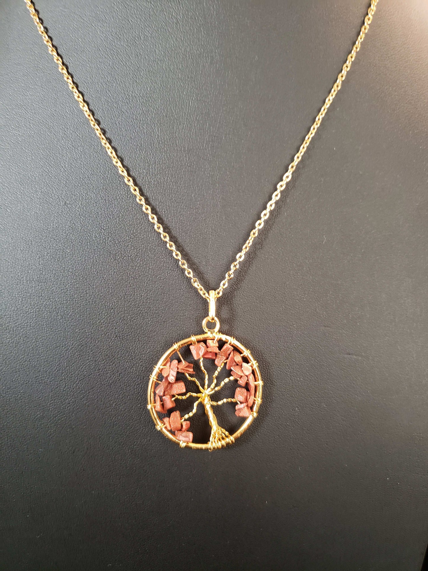 GOLDSTONE TREE OF LIFE NECKLACE