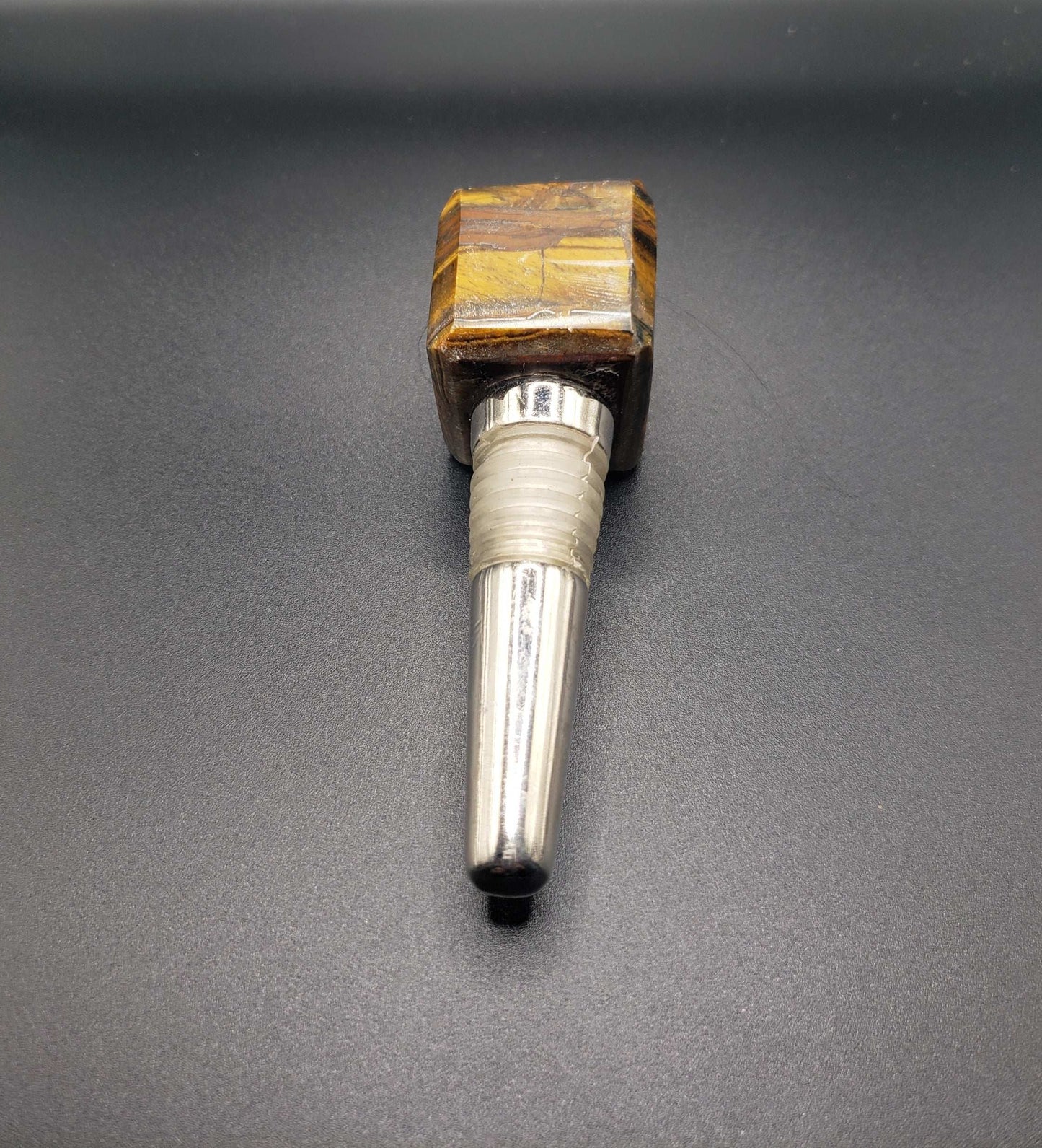 TIGERS EYE Gemstone Cube Bottle Stopper