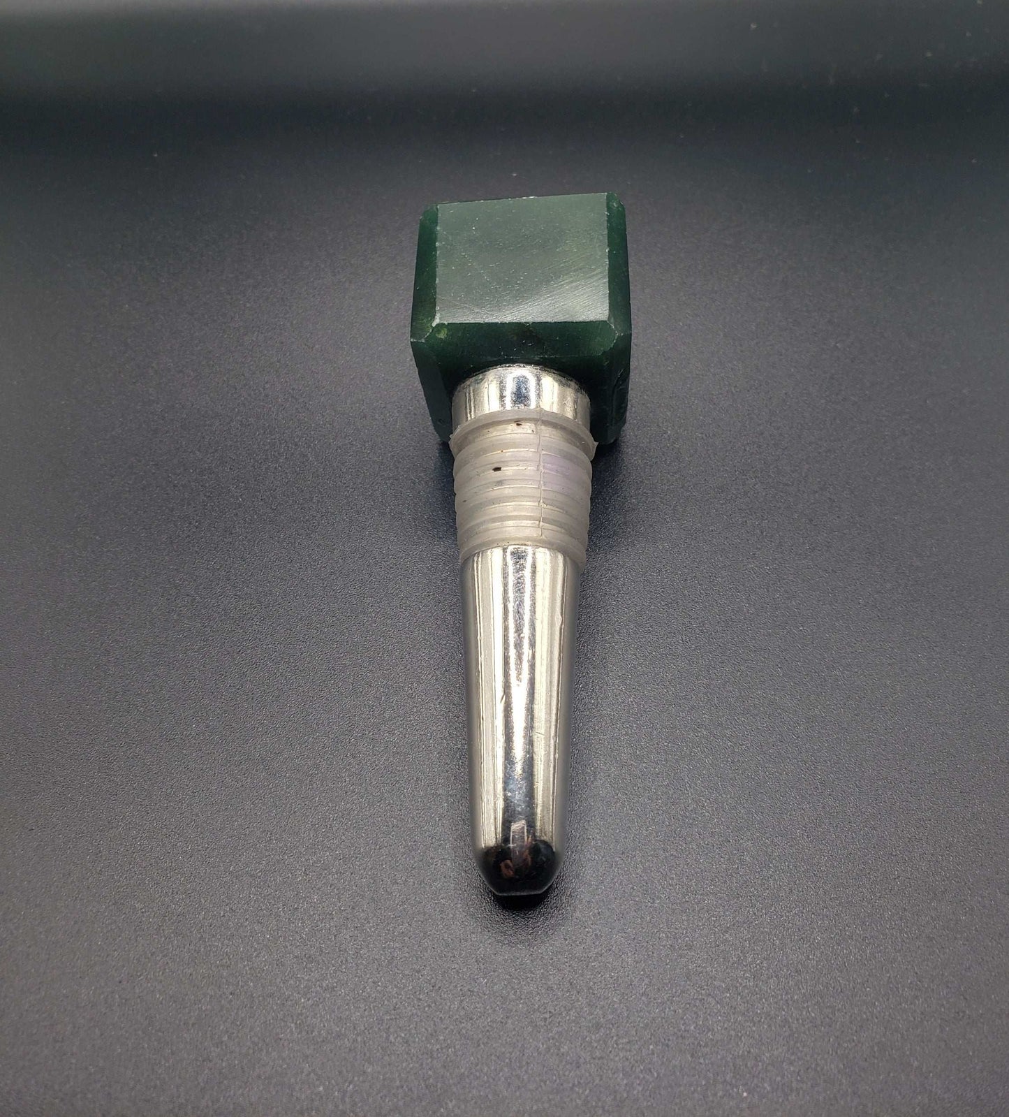DARK GREEN AVENTURINE Gemstone Cube Bottle Stopper