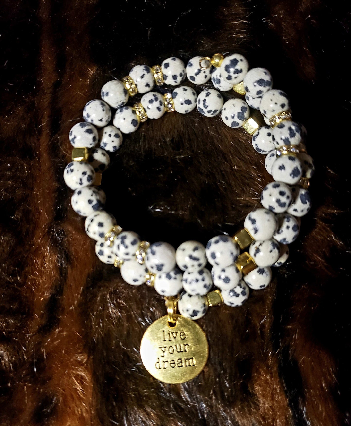 Dalmation Jasper Memory Wire Bracelet