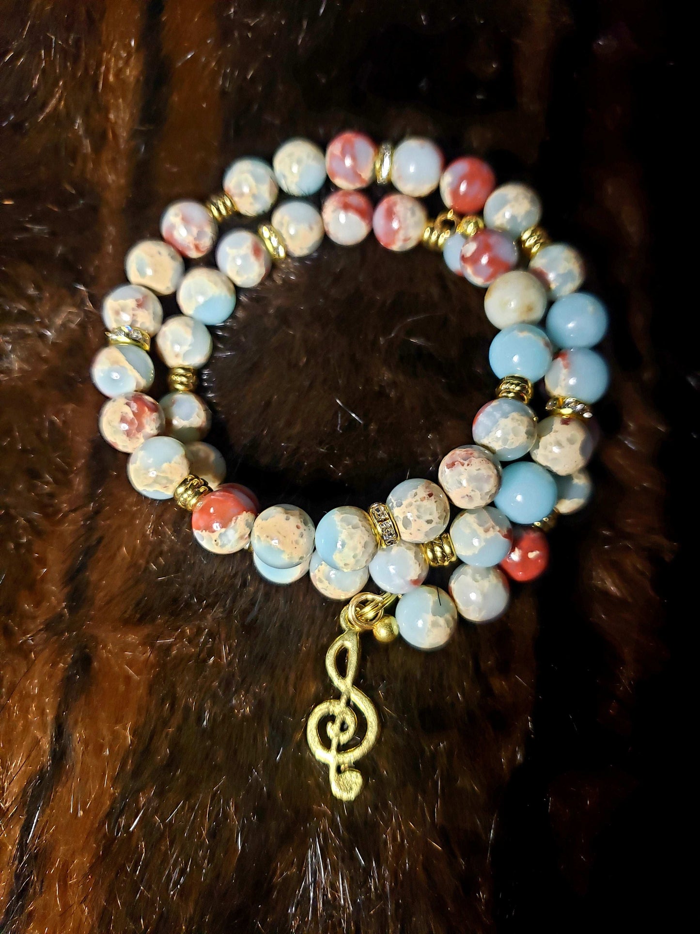 Multi Color Imperial Jasper Memory Wire Bracelet