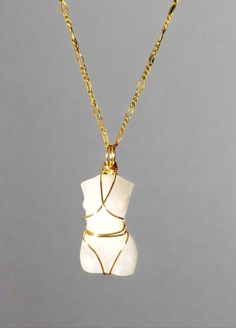 Rose Quartz Goddess Crystal Necklace