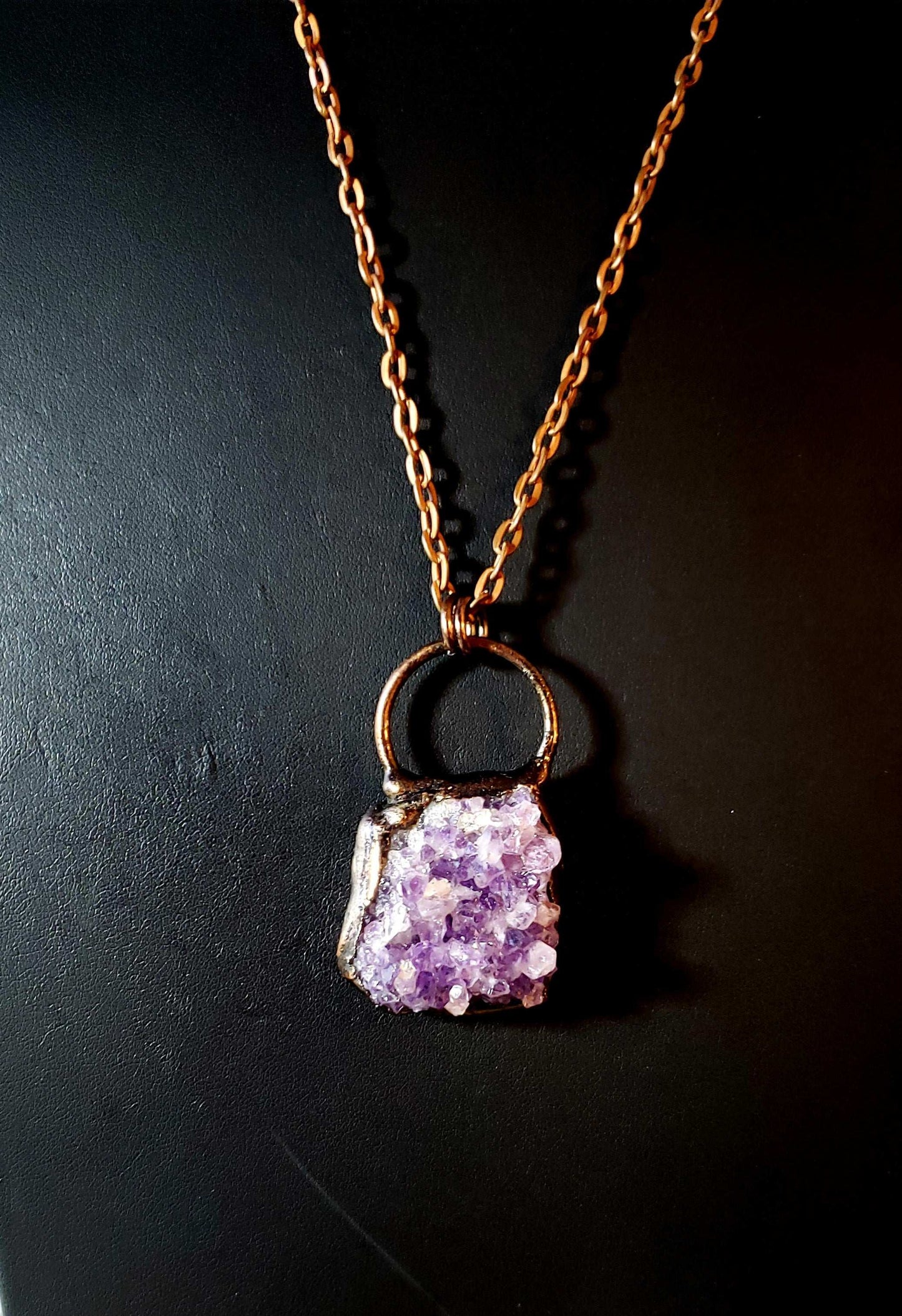 Amethyst Cluster Antique Copper Pendant