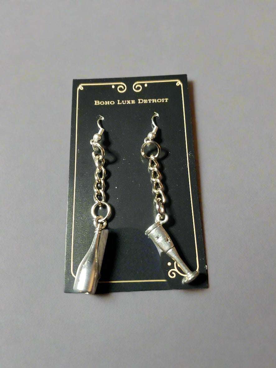 Wine Lovers Collection Earrings Wine Glass & Bottle Earrings