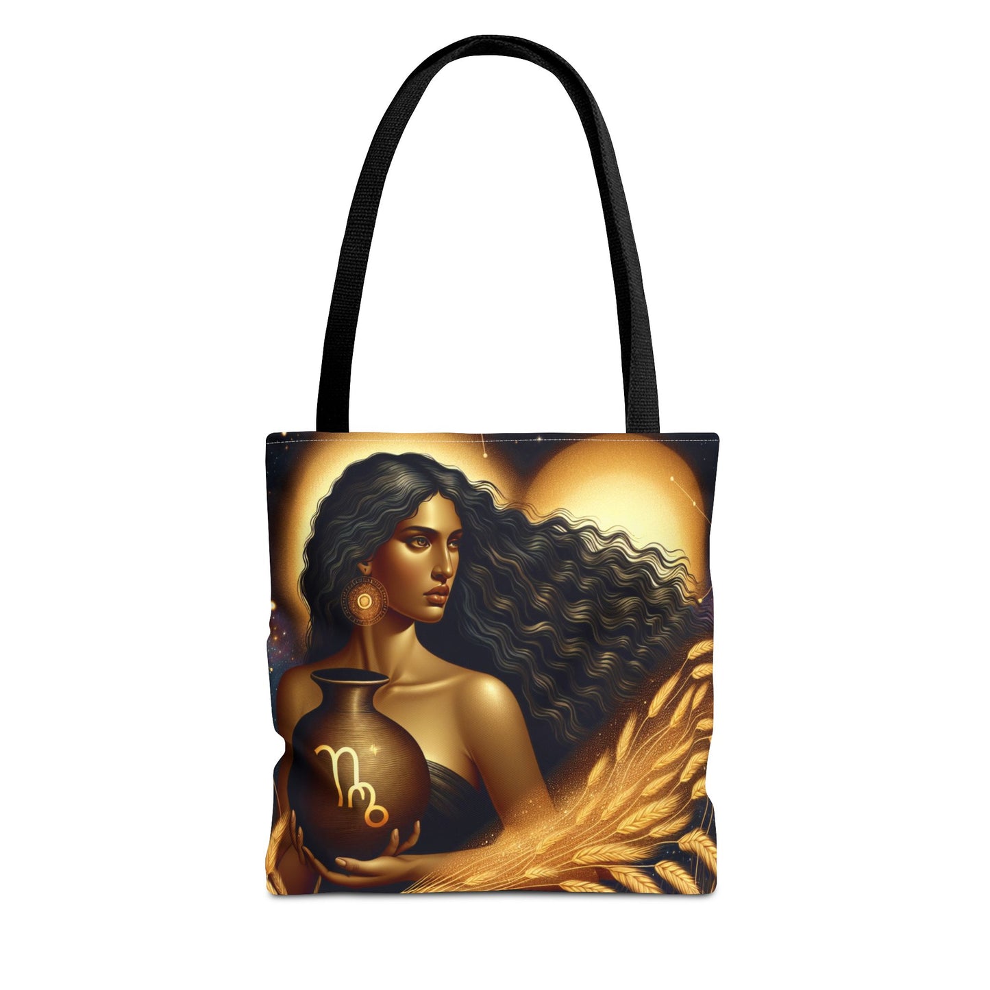 Astrology Tote Bag - Zodiac Virgo Design with Elegant Goddess Illustration
