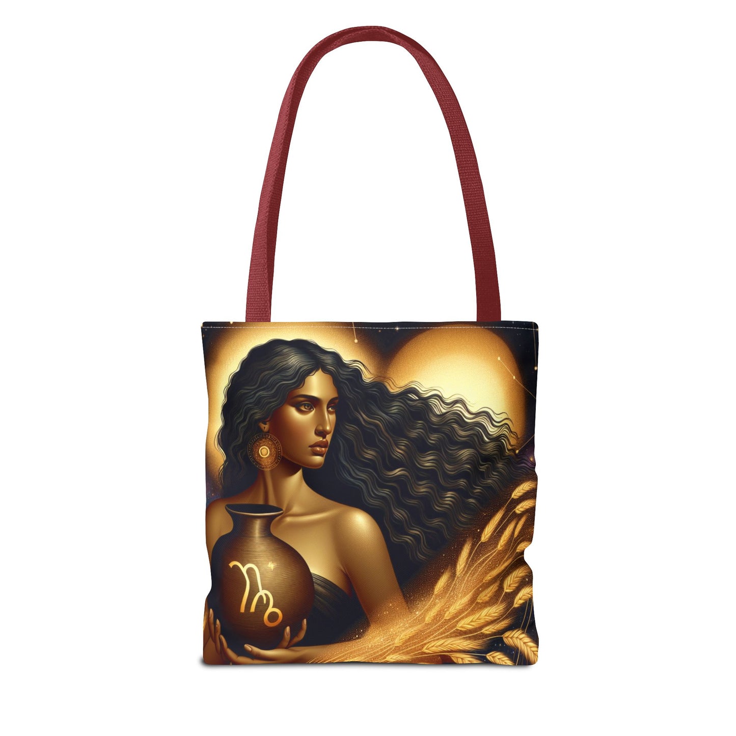 Astrology Tote Bag - Zodiac Virgo Design with Elegant Goddess Illustration