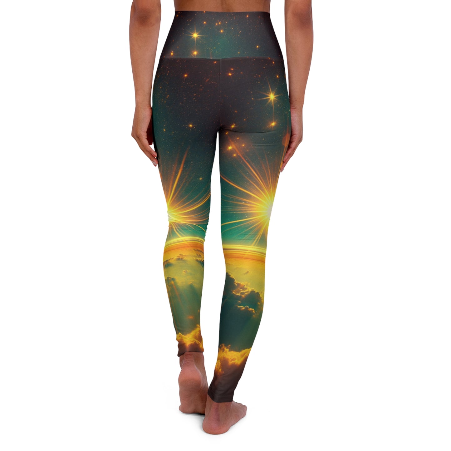Sunrise Pattern High Waisted Yoga Leggings, Activewear, Fitness, Gift for Yogis, Summer Style, Workout Leggings
