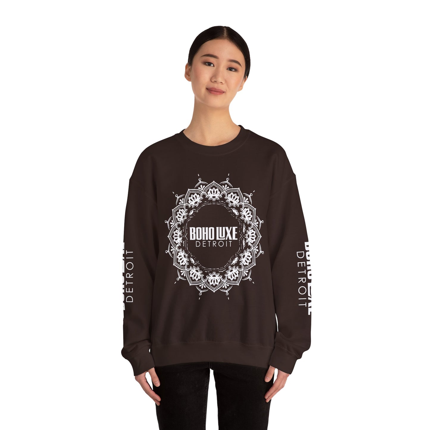 Boho Luxe Detroit Crewneck Sweatshirt - Unisex Heavy Blend™ - Stylish Comfort for Everyday Wear