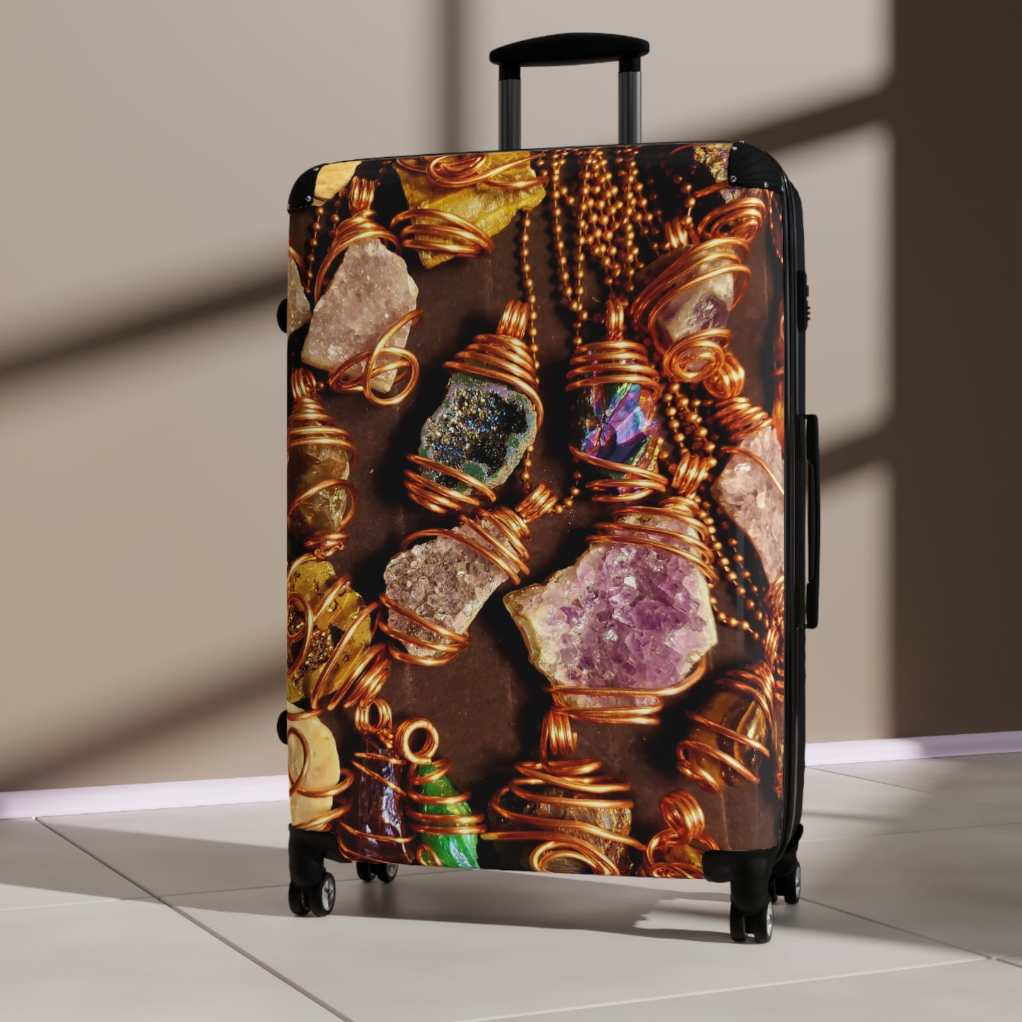 Travel Style Suitcase with Gemstone Design