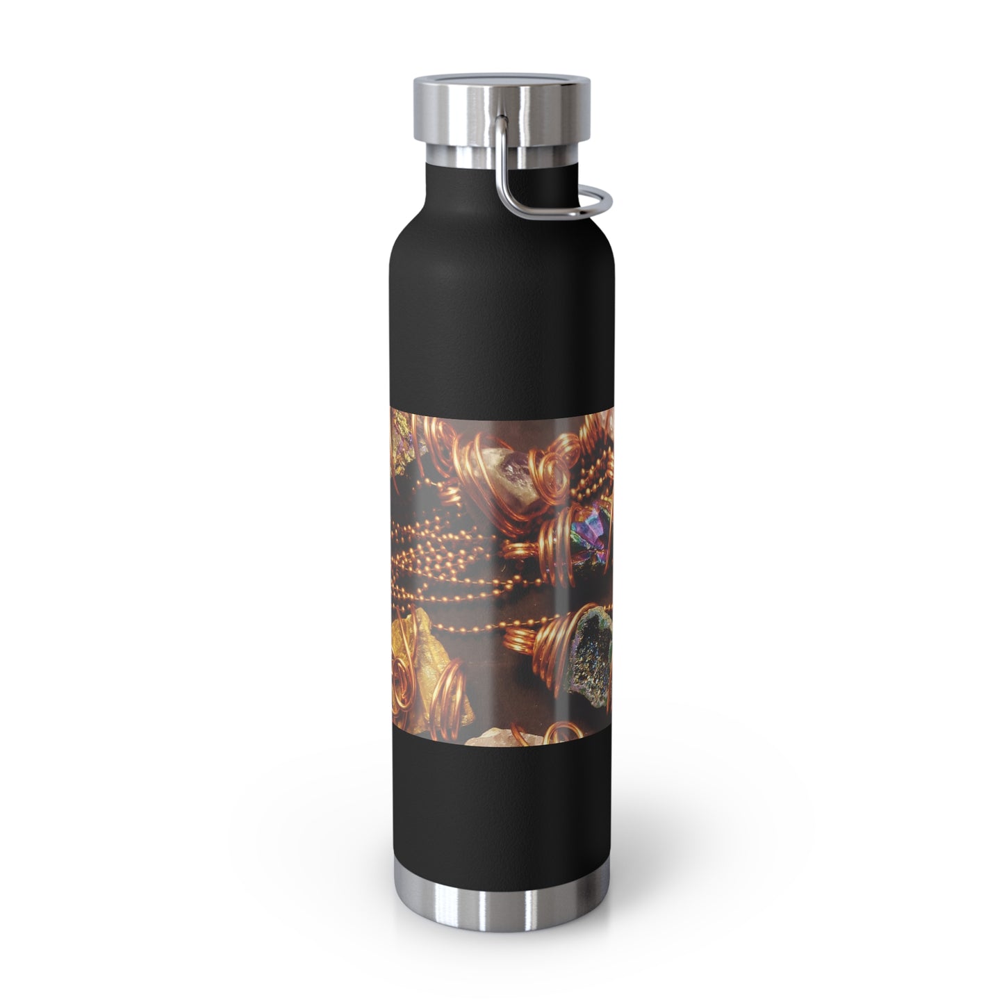 Stylish Copper Vacuum Insulated Water Bottle - 22oz, Gemstone Design